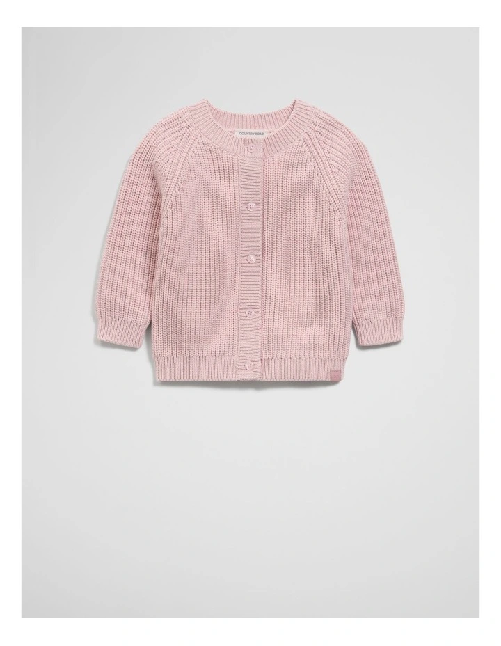 Rib Knit Cardigan in Mineral Pink image 4