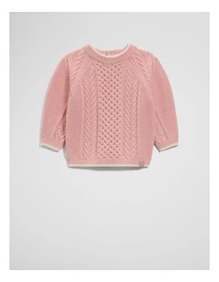 Tipped Cable Knit in Rose Pink