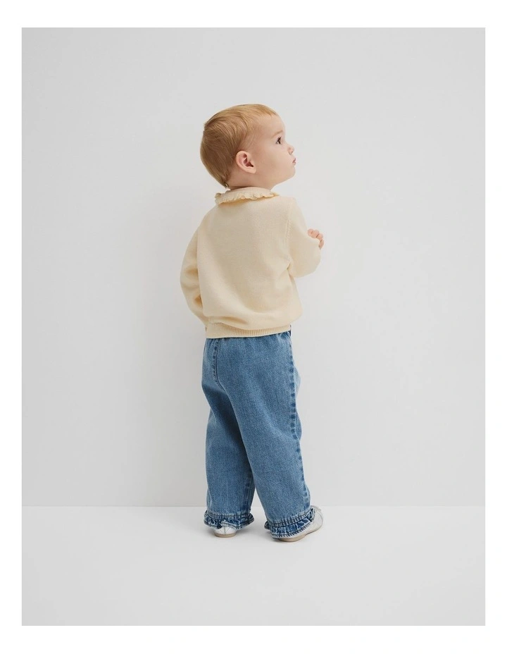 Collared Knit Pullover in Oyster image 3