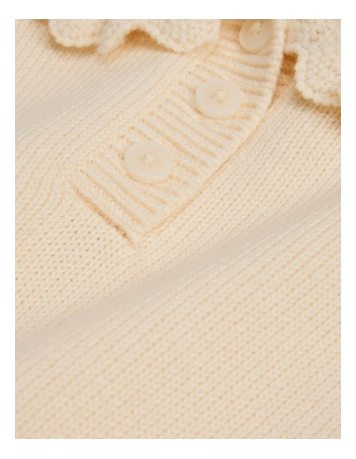Collared Knit Pullover in Oyster image 5