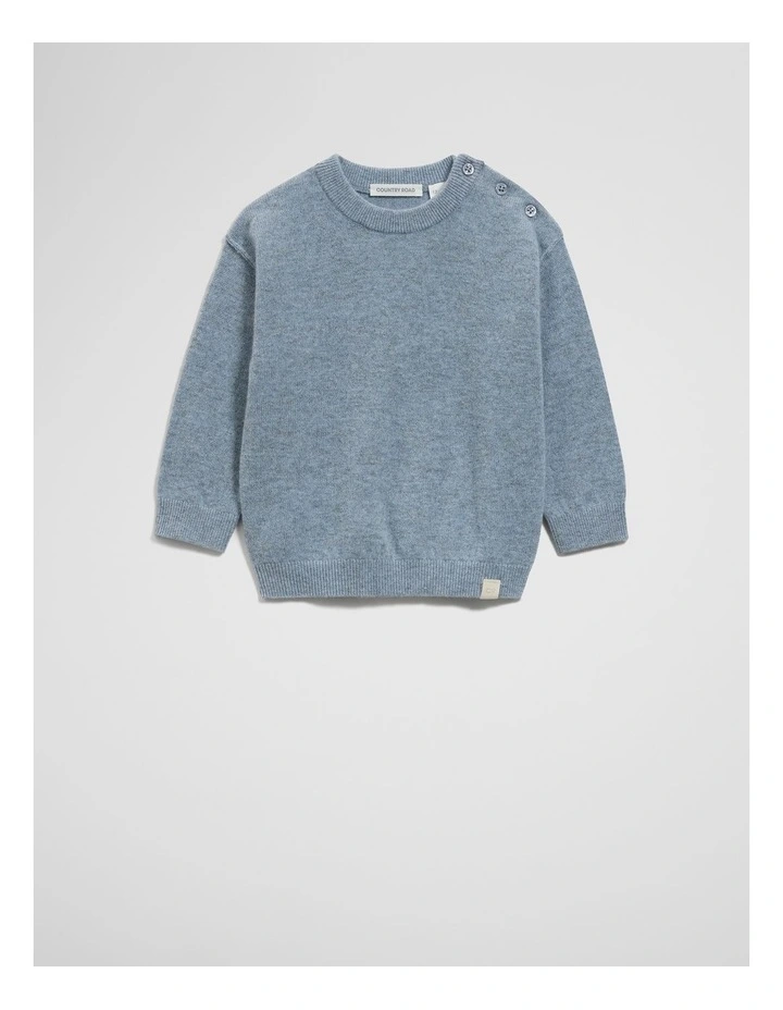 Merino Wool Cashmere Blend Knit in Blue Marle image 1