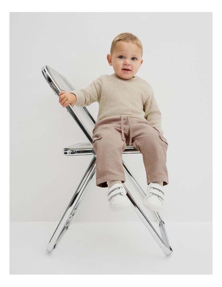 Merino Wool Cashmere Blend Knit in Oat Marle image 1