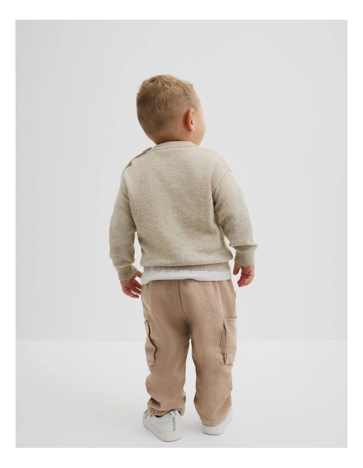 Merino Wool Cashmere Blend Knit in Oat Marle image 3