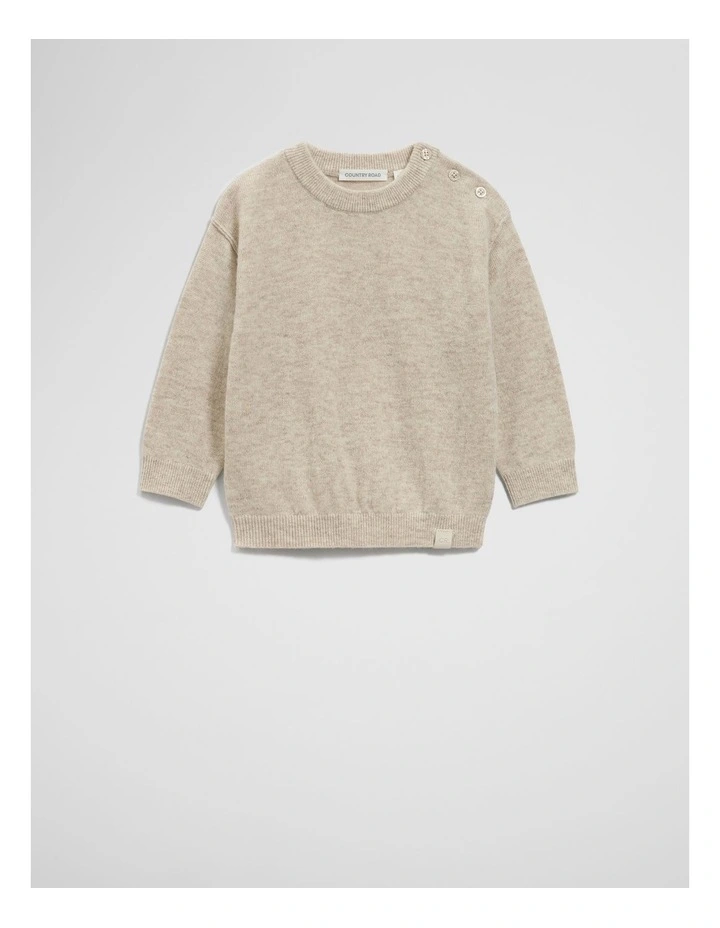 Merino Wool Cashmere Blend Knit in Oat Marle image 4