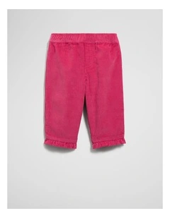 Organically Grown Cotton Cord Frill Pant in Rosewood