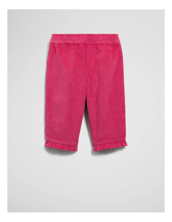Organically Grown Cotton Cord Frill Pant in Rosewood image 1