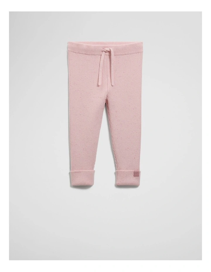 Organically Grown Cotton Rib Knit Legging in Mineral Pink image 1