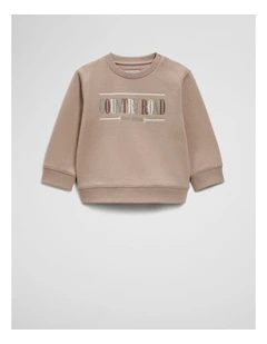 Australian Cotton Relaxed Heritage Sweat in Mushroom Multi