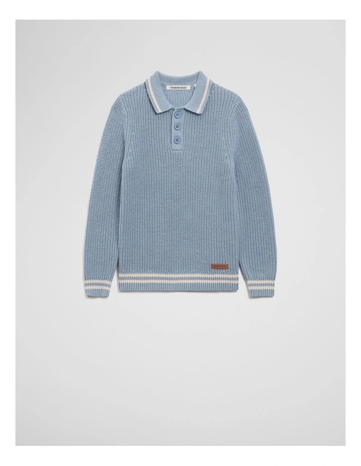 Cotton Knit Rugby in Dusty Blue image 1