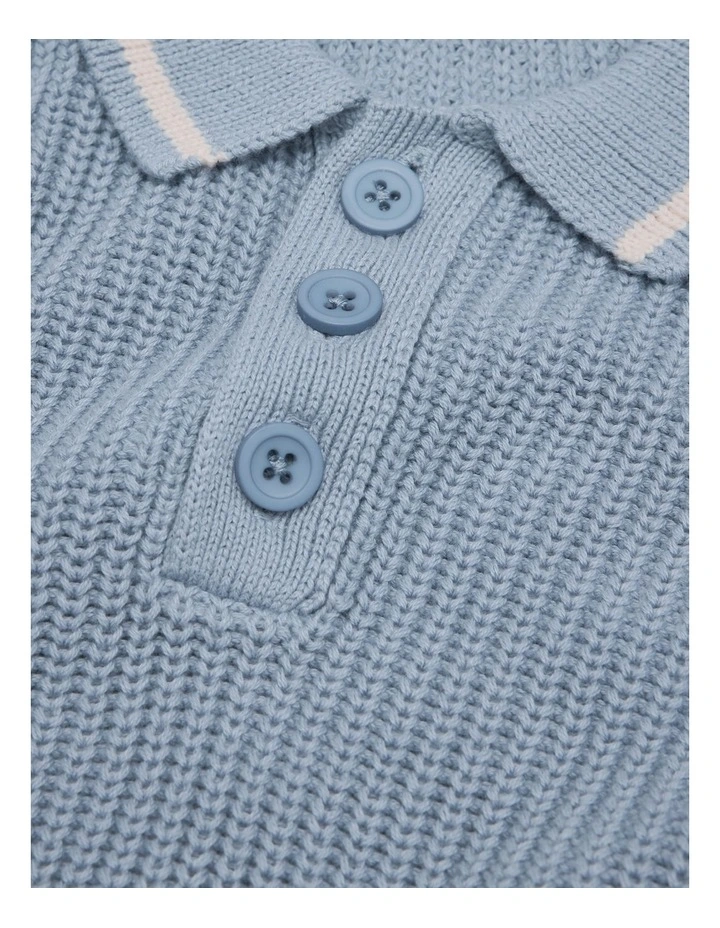 Cotton Knit Rugby in Dusty Blue image 3