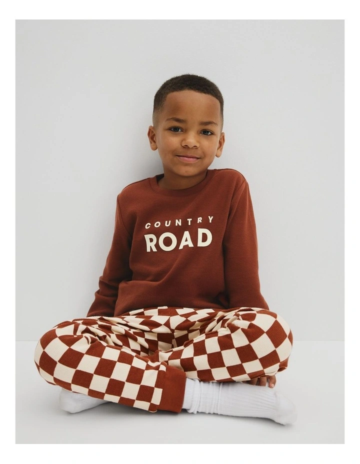 Australian Cotton Check Print Pyjama in Chestnut image 1