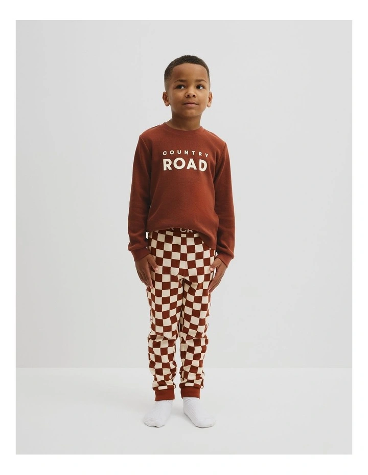 Australian Cotton Check Print Pyjama in Chestnut image 2
