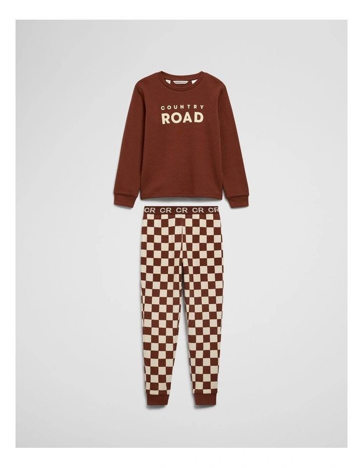 Australian Cotton Check Print Pyjama in Chestnut image 4