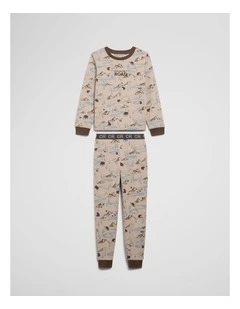 Australian Cotton Bear Print Pyjama in Wafer