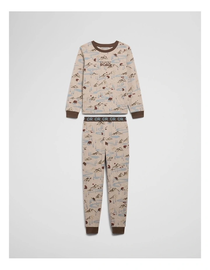 Australian Cotton Bear Print Pyjama in Wafer image 1