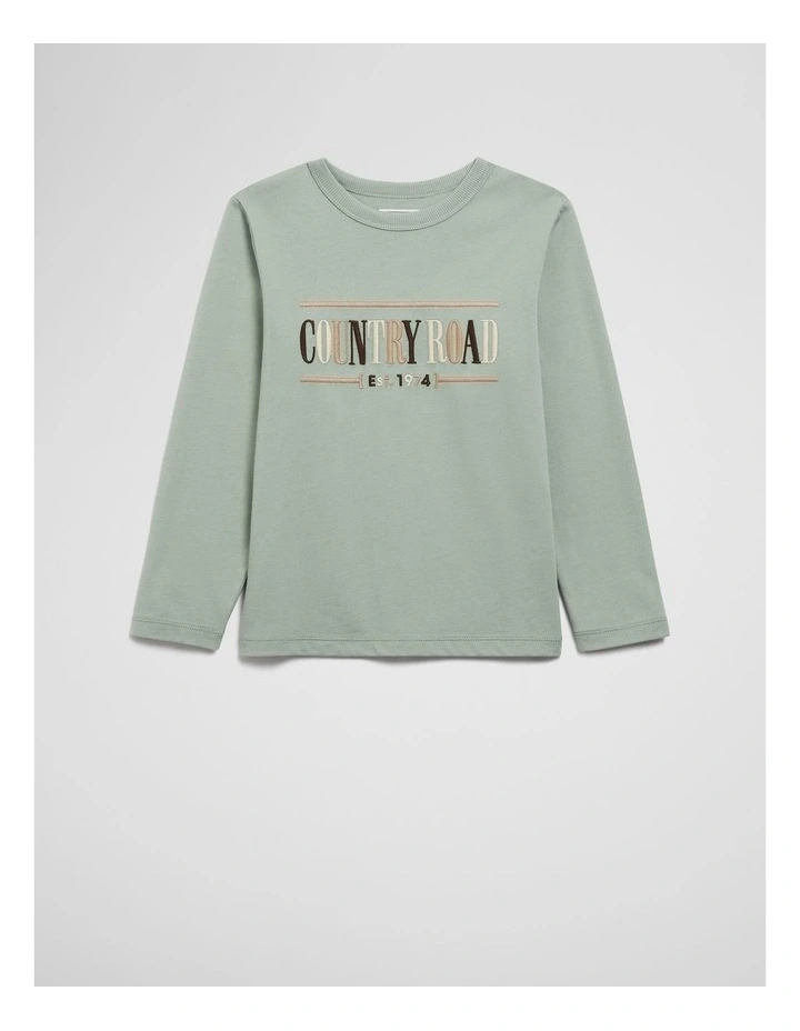 Australian Cotton Long Sleeve Heritage T-shirt in Fern Multi image 1