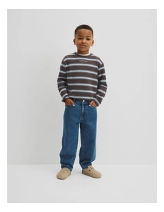 Organically Grown Cotton Stripe Long Sleeve Pique T-shirt in Cocoa