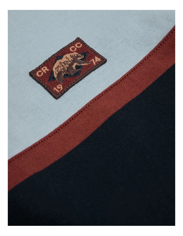 Organically Grown Cotton Panel Stripe Rugby in Dusty Blue image 2