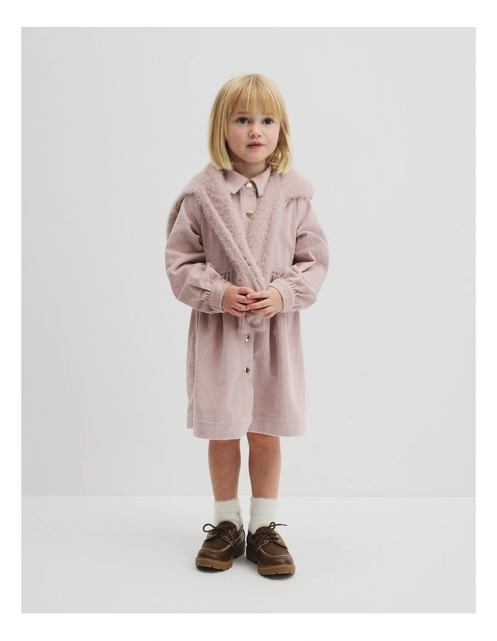 Organically Grown Cotton Cord Button Through Dress in Rose image 1