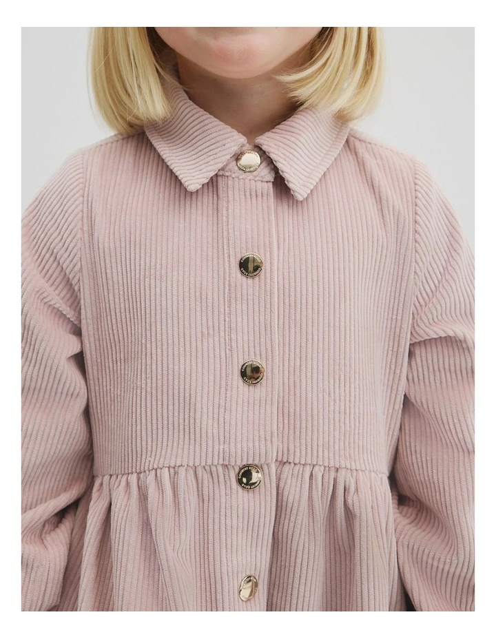 Organically Grown Cotton Cord Button Through Dress in Rose image 2