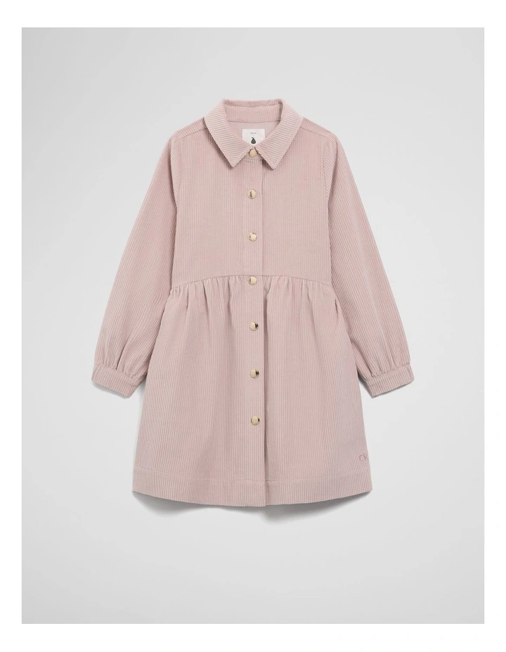 Organically Grown Cotton Cord Button Through Dress in Rose image 4