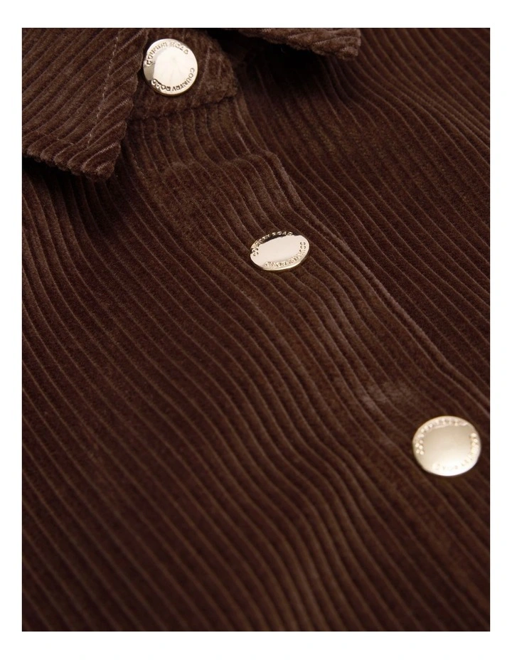 Organically Grown Cotton Cord Button Through Dress in Cocoa image 3