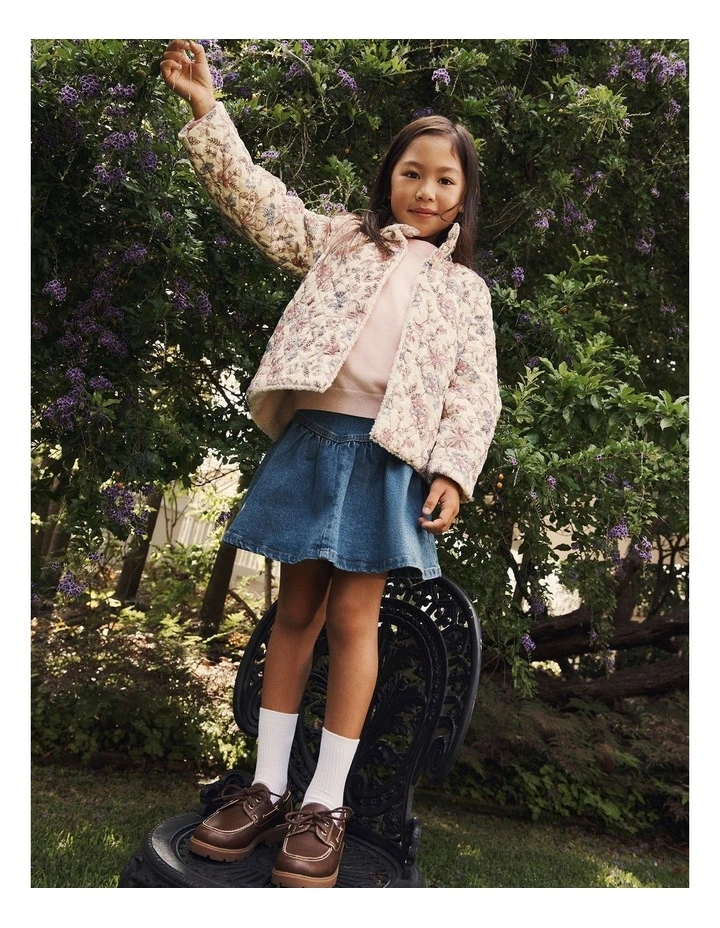 Organically Grown Cotton Print Sherpa Lined Jacket in Winter Garden image 2