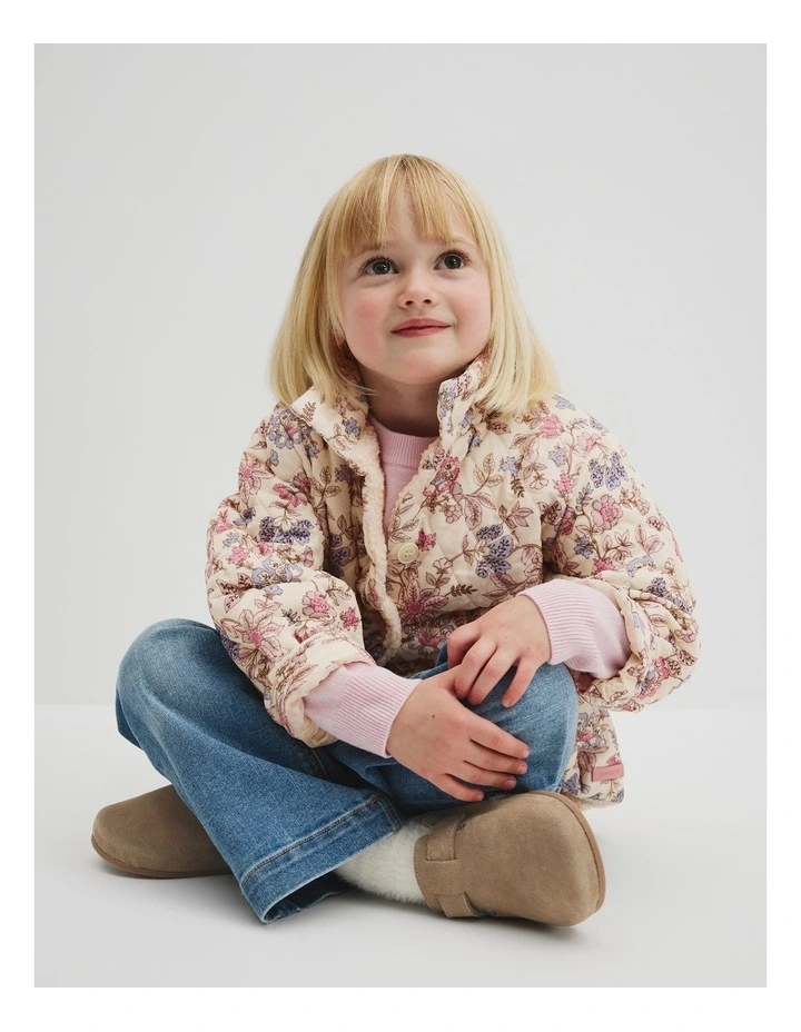 Organically Grown Cotton Print Sherpa Lined Jacket in Winter Garden image 3