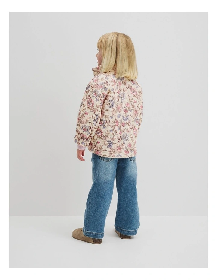 Organically Grown Cotton Print Sherpa Lined Jacket in Winter Garden image 4