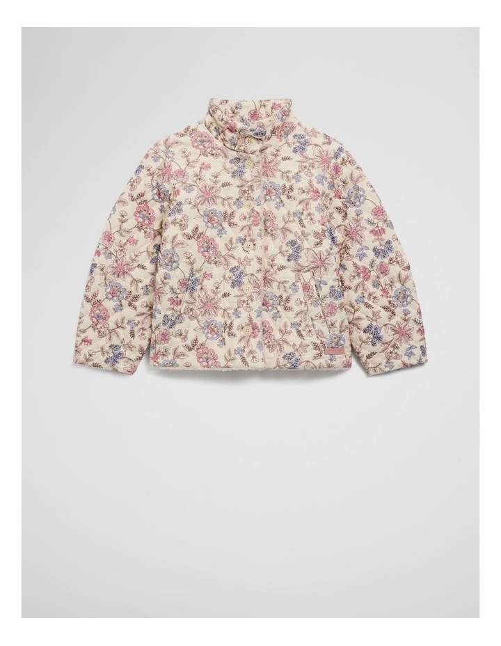 Organically Grown Cotton Print Sherpa Lined Jacket in Winter Garden image 5
