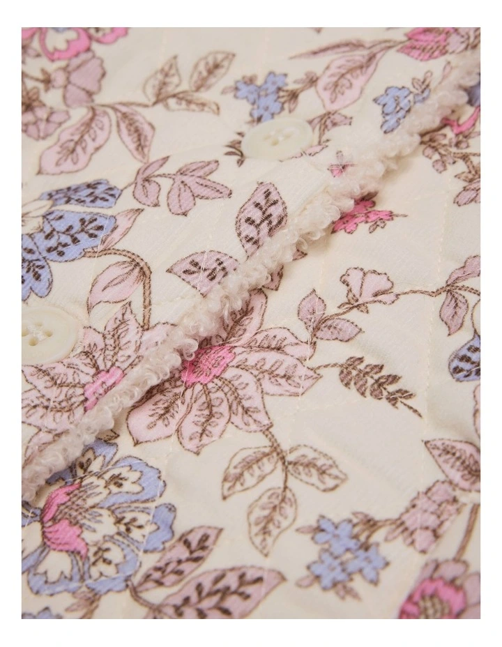 Organically Grown Cotton Print Sherpa Lined Jacket in Winter Garden image 6