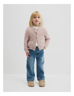 Fluffy Knit Cardigan in Rose