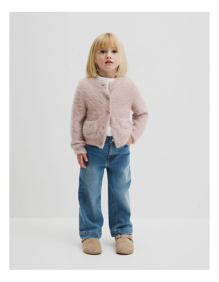 Fluffy Knit Cardigan in Rose image 1
