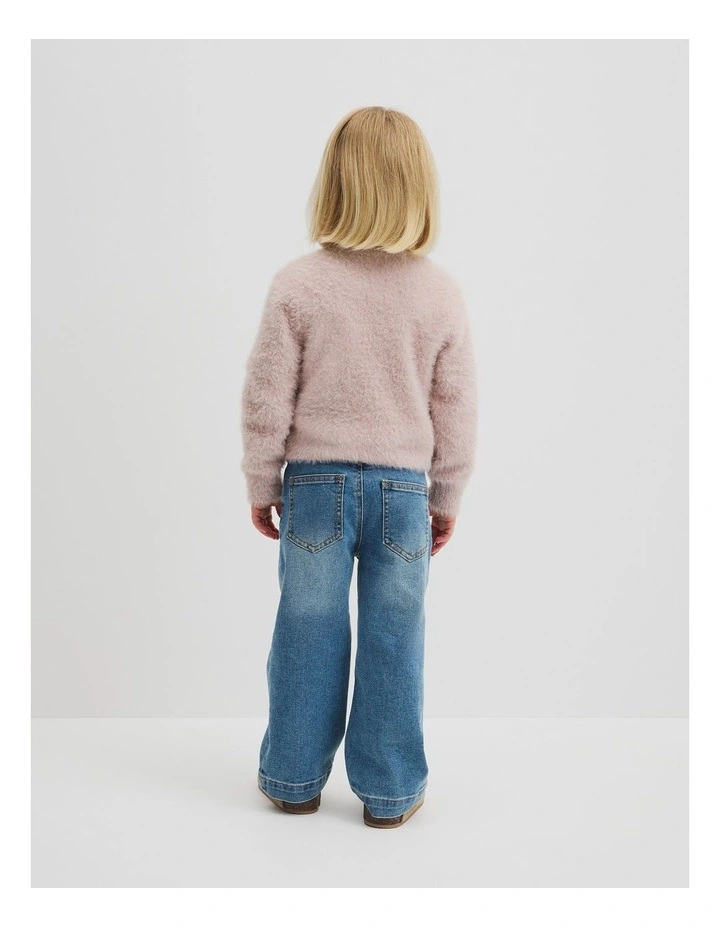 Fluffy Knit Cardigan in Rose image 4