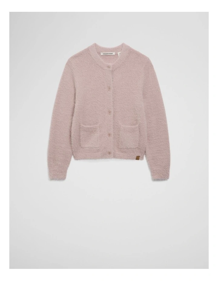 Fluffy Knit Cardigan in Rose image 5