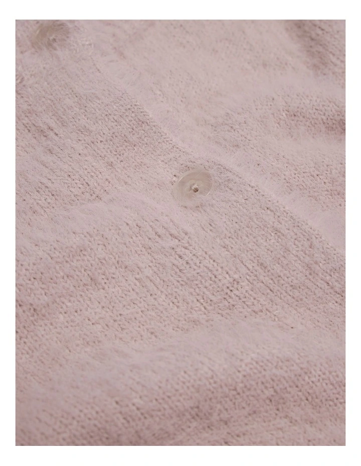 Fluffy Knit Cardigan in Rose image 6