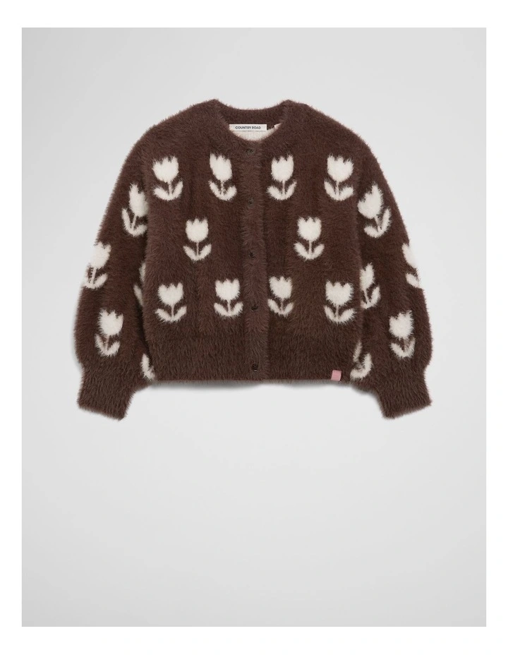 Floral Jacquard Knit Jumper in Cocoa image 1