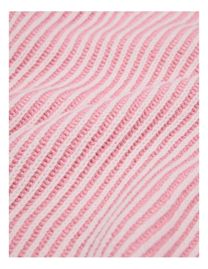 Organically Grown Cotton Contrast Fisherman Knit Jumper in Pink image 2