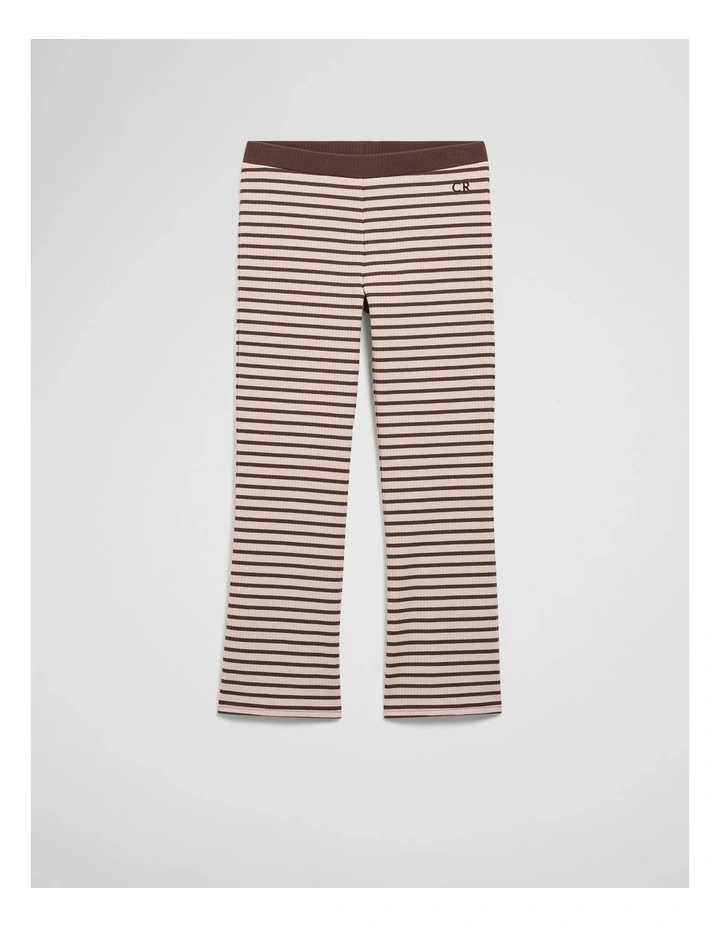 Organically Grown Cotton Blend Flare Rib Pant in Cocoa Stripe image 1