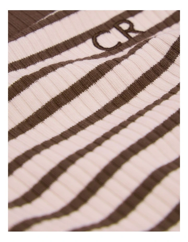 Organically Grown Cotton Blend Flare Rib Pant in Cocoa Stripe image 2