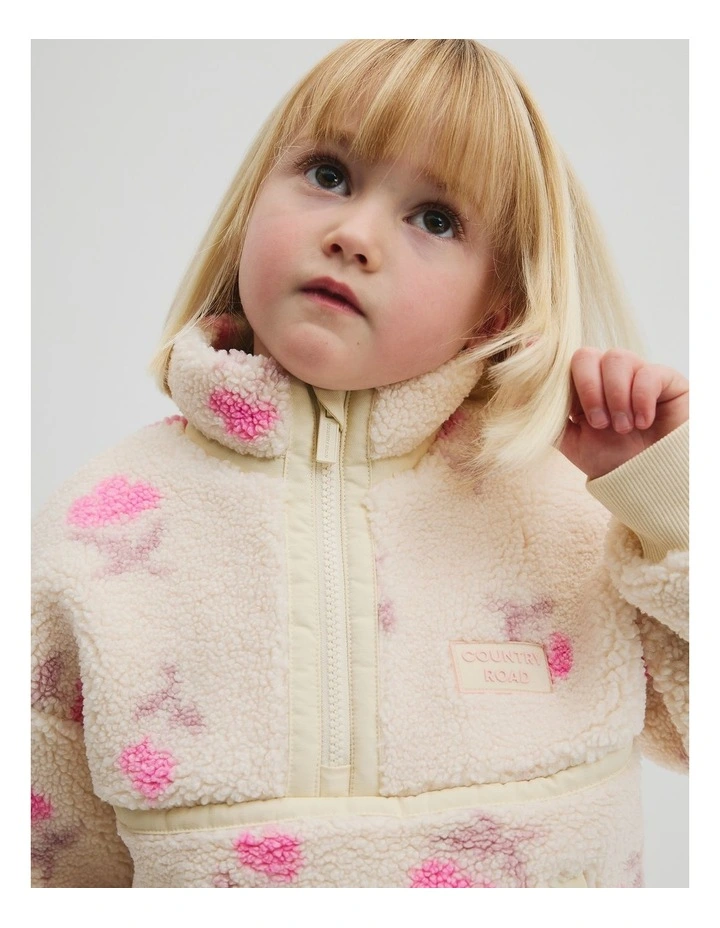 Printed Sherpa Sweat in Soft Floral image 2