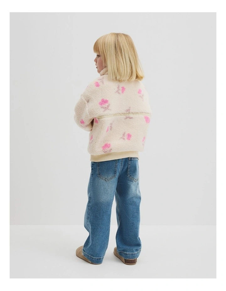 Printed Sherpa Sweat in Soft Floral image 3