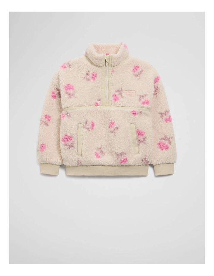 Printed Sherpa Sweat in Soft Floral image 4