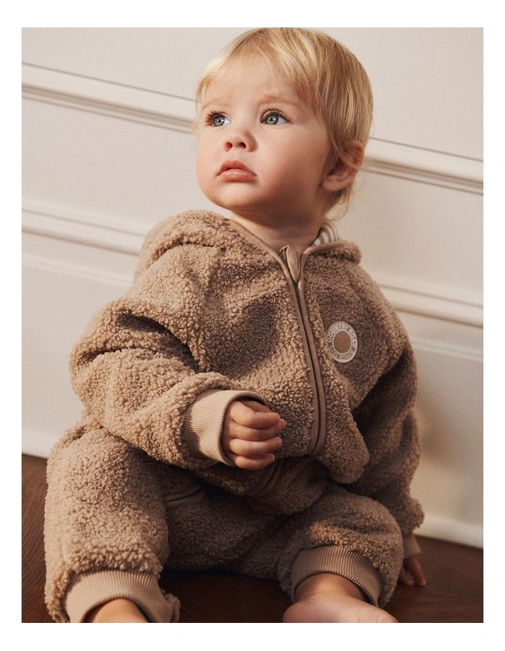 Sherpa Hooded Jumpsuit in Mushroom image 2