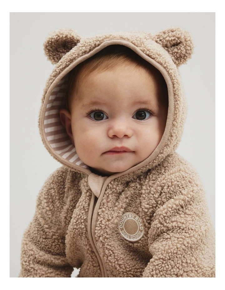 Sherpa Hooded Jumpsuit in Mushroom image 3