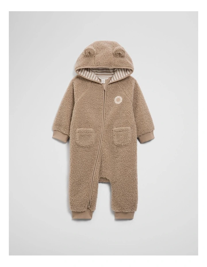 Sherpa Hooded Jumpsuit in Mushroom image 4