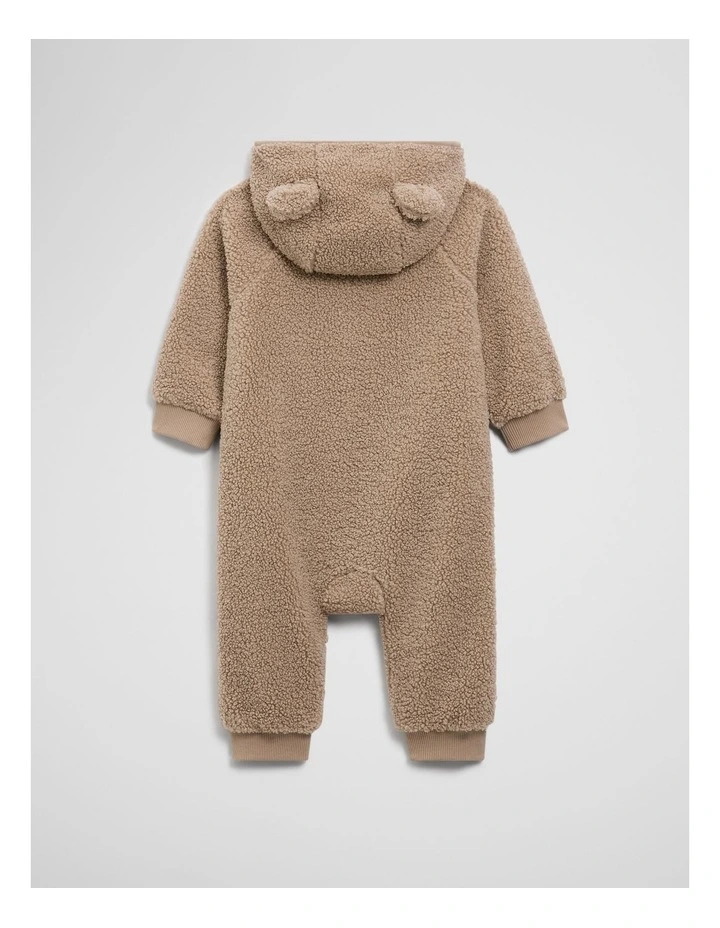 Sherpa Hooded Jumpsuit in Mushroom image 5