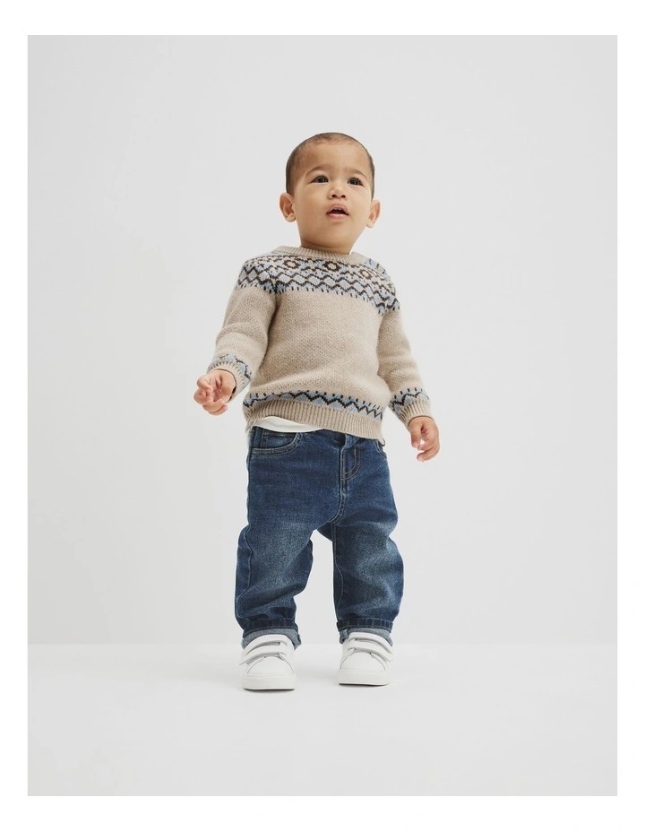 Fair Isle Knit in Stone Marle image 1