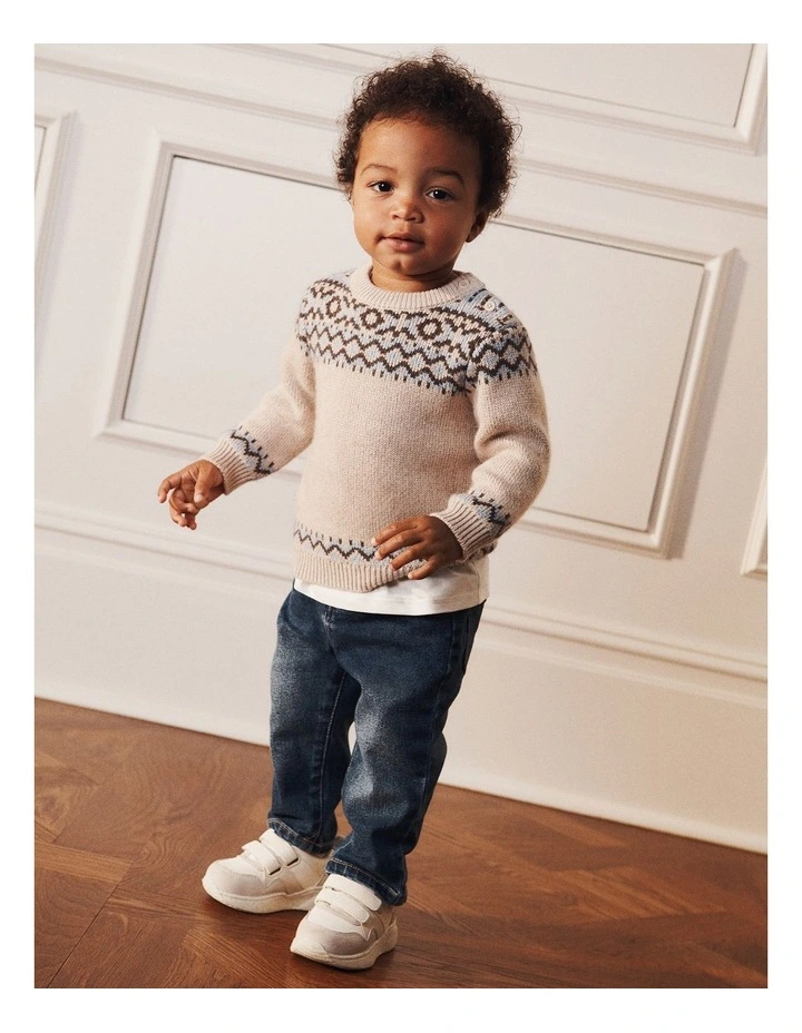 Fair Isle Knit in Stone Marle image 2