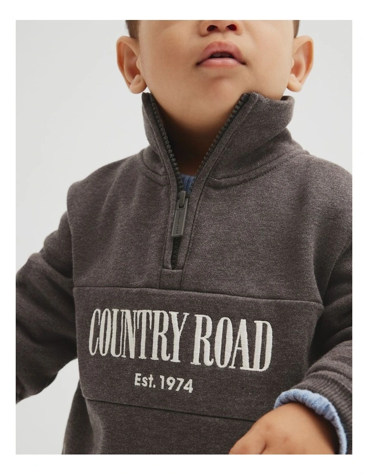 Australian Cotton Heritage Half Zip in Cocoa Marle image 2